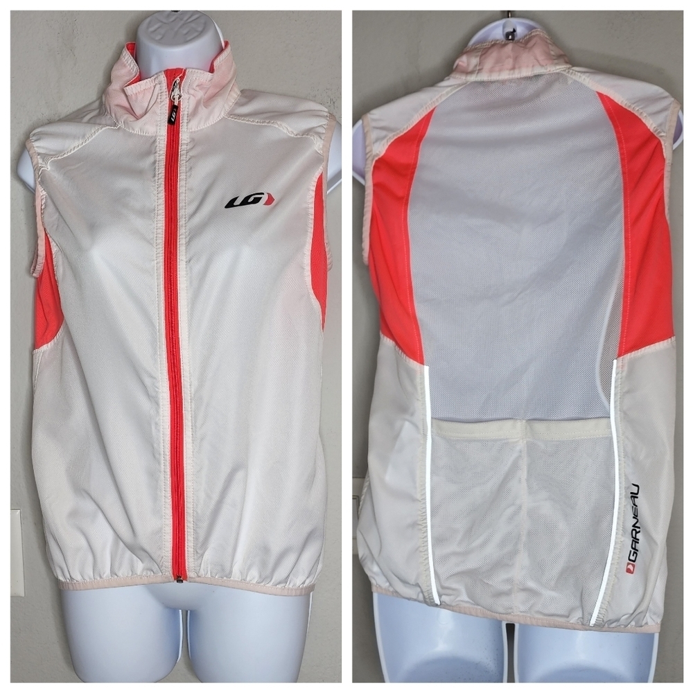 Louis‎ Garneau Cycling Nova Vest Full Zip Sleeveless Size Large White Coral